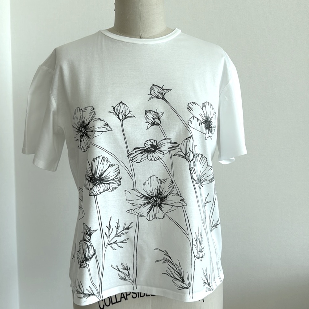 MaxMara Cream Weekend white top, tshirt, prime cotton, printed design Size M - Picture 8 of 11
